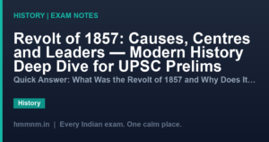 Revolt of 1857: Causes, Centres and Leaders — Modern History Deep Dive for UPSC Prelims