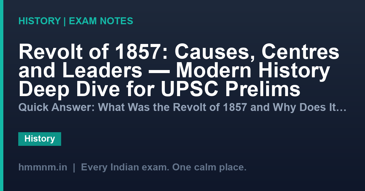 Revolt of 1857: Causes, Centres and Leaders — Modern History Deep Dive for UPSC Prelims