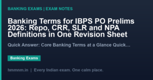 Banking Terms for IBPS PO Prelims 2026: Repo, CRR, SLR and NPA Definitions in One Revision Sheet