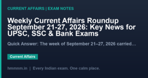 Read more about the article Weekly Current Affairs Roundup September 21-27, 2026: Key News for UPSC, SSC & Bank Exams