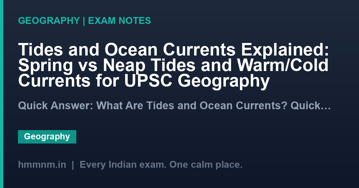 Tides and Ocean Currents Explained: Spring vs Neap Tides and Warm/Cold Currents for UPSC Geography