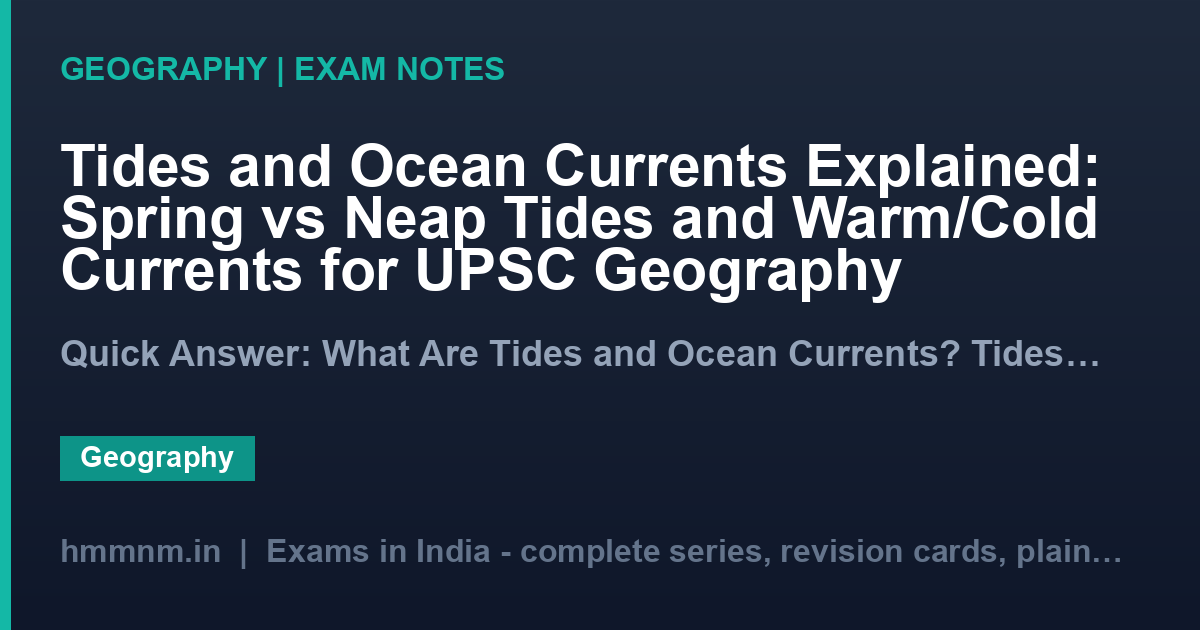 Tides and Ocean Currents Explained: Spring vs Neap Tides and Warm/Cold Currents for UPSC Geography