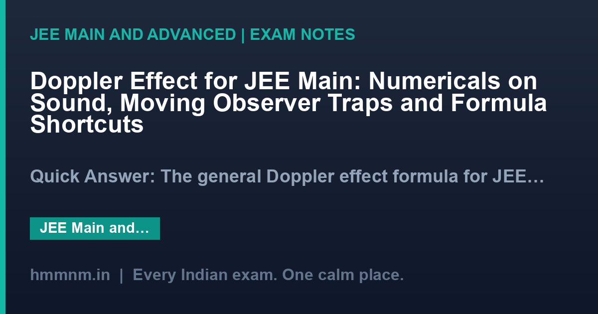 Doppler Effect for JEE Main: Numericals on Sound, Moving Observer Traps and Formula Shortcuts