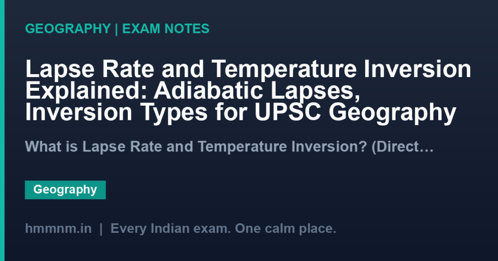 Lapse Rate and Temperature Inversion Explained: Adiabatic Lapses, Inversion Types for UPSC Geography