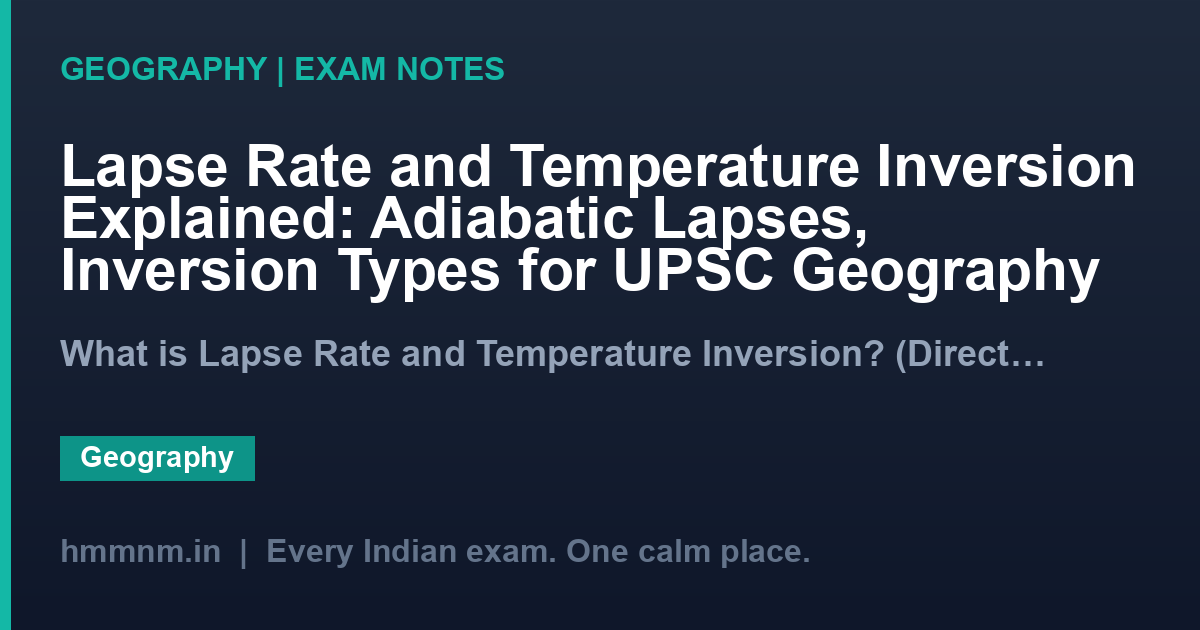 Lapse Rate and Temperature Inversion Explained: Adiabatic Lapses, Inversion Types for UPSC Geography