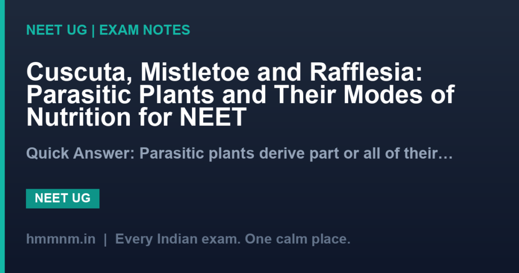 Cuscuta, Mistletoe and Rafflesia: Parasitic Plants and Their Modes of Nutrition for NEET