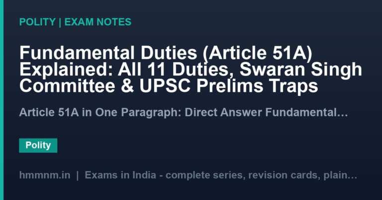 Fundamental Duties (Article 51A) Explained: All 11 Duties, Swaran Singh Committee & UPSC Prelims Traps
