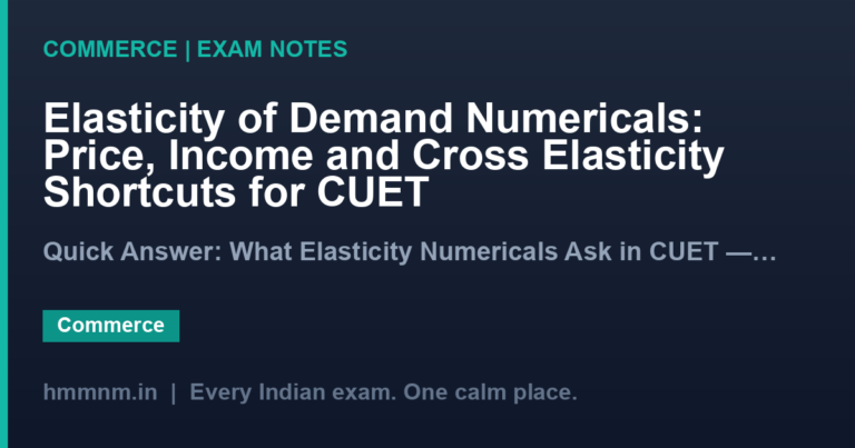 Elasticity of Demand Numericals: Price, Income and Cross Elasticity Shortcuts for CUET