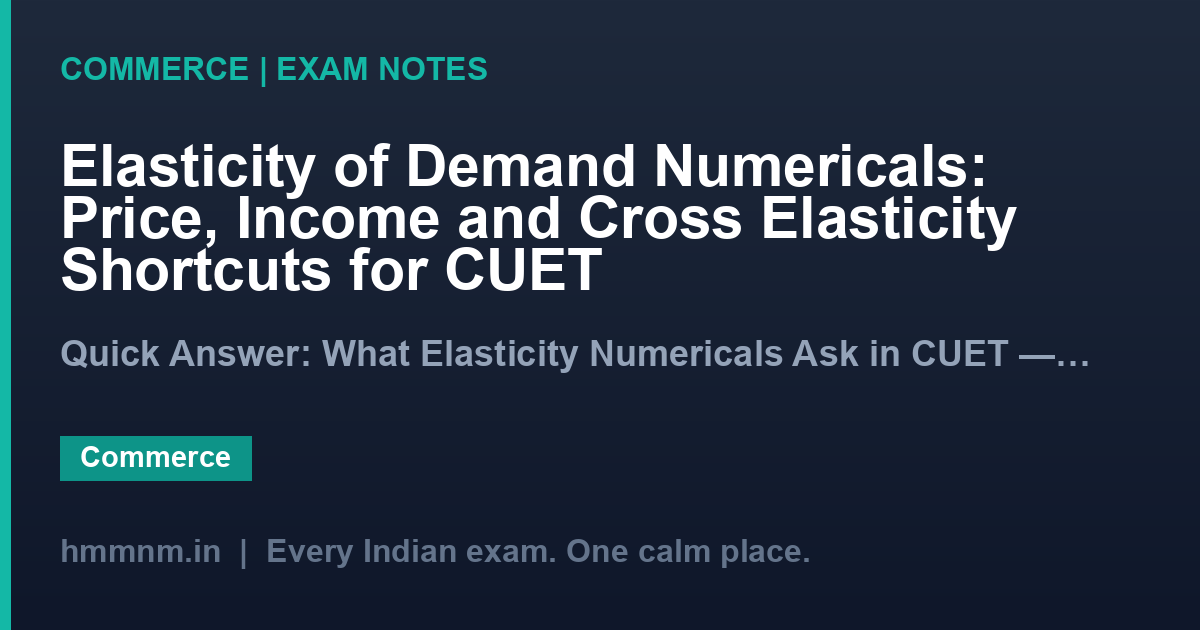 Elasticity of Demand Numericals: Price, Income and Cross Elasticity Shortcuts for CUET