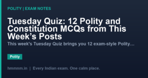 Tuesday Quiz: 12 Polity and Constitution MCQs from This Week's Posts