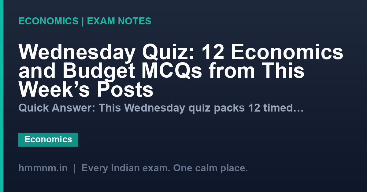 Wednesday Quiz: 12 Economics and Budget MCQs from This Week's Posts