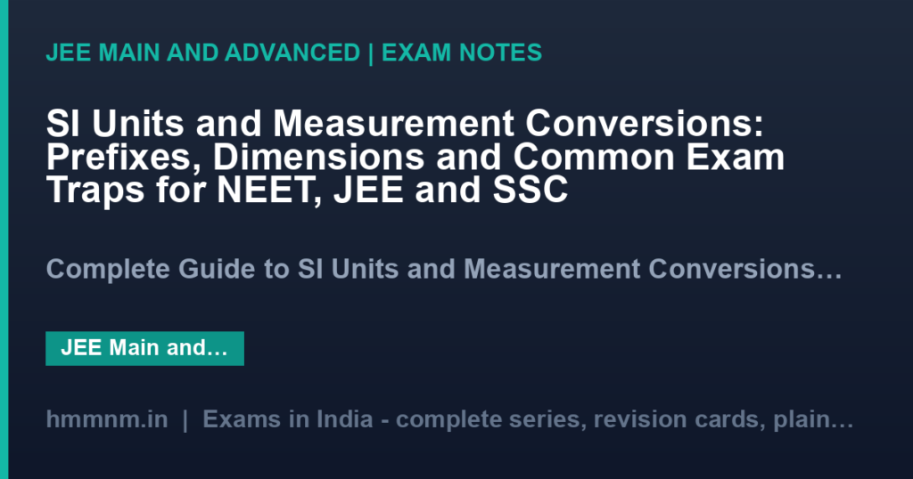 SI Units and Measurement Conversions: Prefixes, Dimensions and Common Exam Traps for NEET, JEE and SSC
