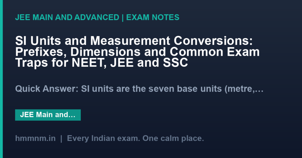 SI Units and Measurement Conversions: Prefixes, Dimensions and Common Exam Traps for NEET, JEE and SSC