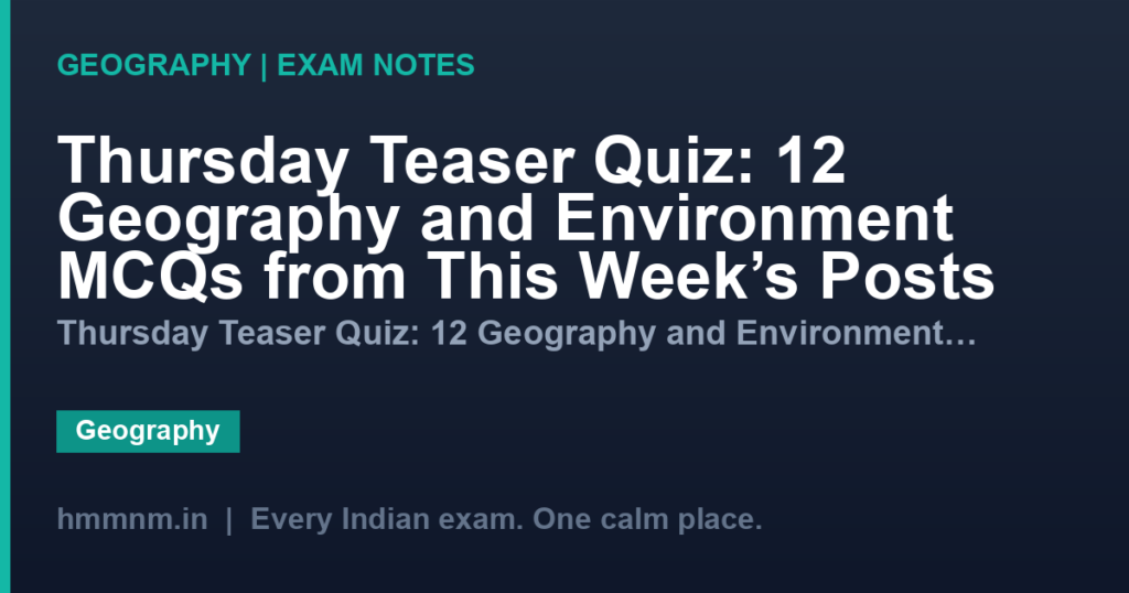 Thursday Teaser Quiz: 12 Geography and Environment MCQs from This Week’s Posts