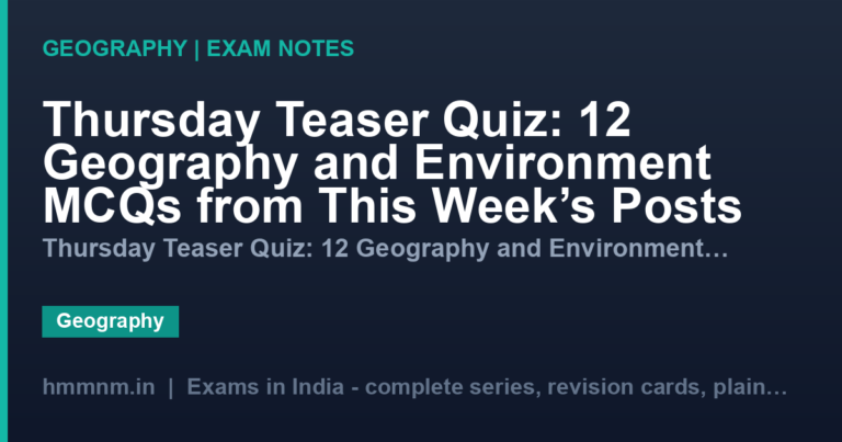 Thursday Teaser Quiz: 12 Geography and Environment MCQs from This Week’s Posts