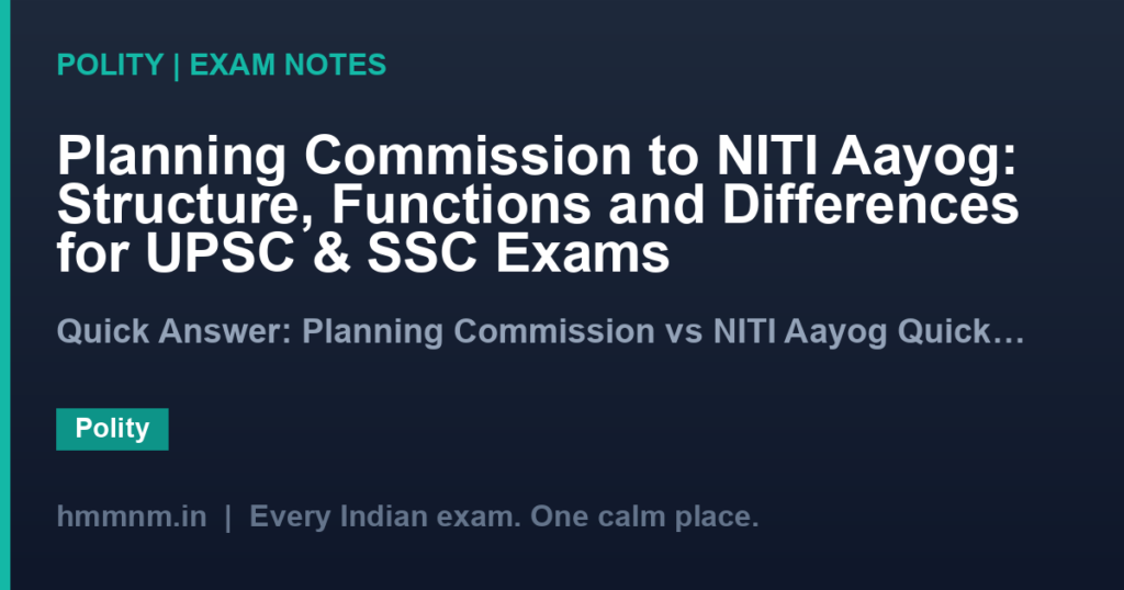 Planning Commission to NITI Aayog: Structure, Functions and Differences for UPSC & SSC Exams