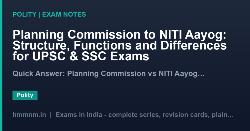 Planning Commission to NITI Aayog: Structure, Functions and Differences for UPSC & SSC Exams