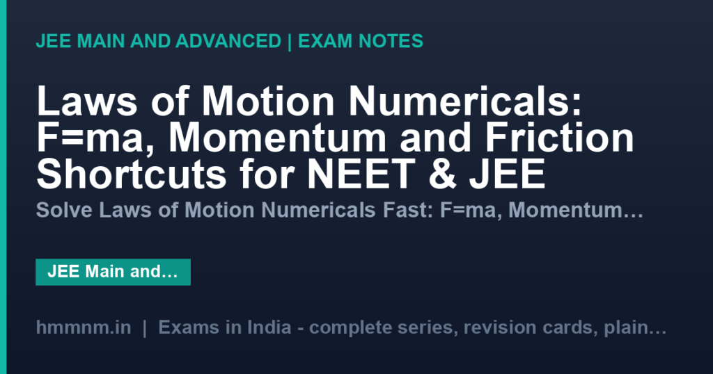 Laws of Motion Numericals: F=ma, Momentum and Friction Shortcuts for NEET & JEE
