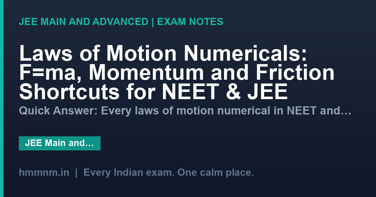 Laws of Motion Numericals: F=ma, Momentum and Friction Shortcuts for NEET & JEE