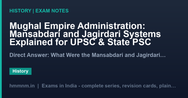 Mughal Empire Administration: Mansabdari and Jagirdari Systems Explained for UPSC & State PSC
