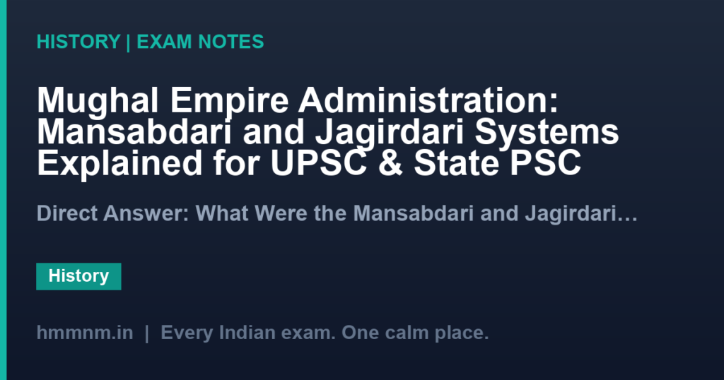 Mughal Empire Administration: Mansabdari and Jagirdari Systems Explained for UPSC & State PSC
