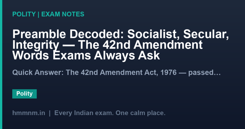 Preamble Decoded: Socialist, Secular, Integrity — The 42nd Amendment Words Exams Always Ask