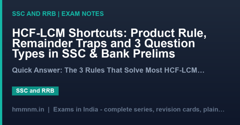 HCF-LCM Shortcuts: Product Rule, Remainder Traps and 3 Question Types in SSC & Bank Prelims