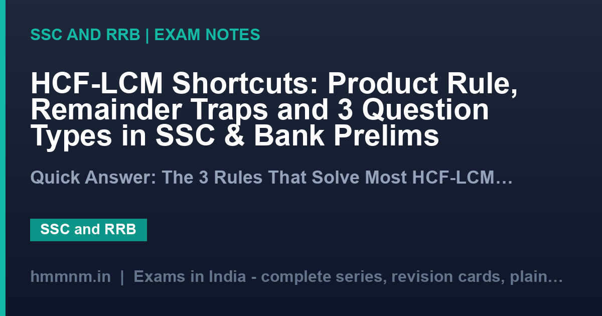 HCF-LCM Shortcuts: Product Rule, Remainder Traps and 3 Question Types in SSC & Bank Prelims