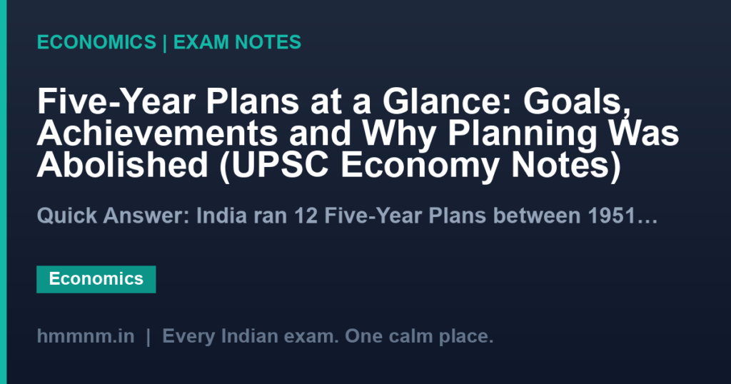 Five-Year Plans at a Glance: Goals, Achievements and Why Planning Was Abolished (UPSC Economy Notes)