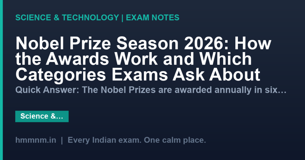 Nobel Prize Season 2026: How the Awards Work and Which Categories Exams Ask About