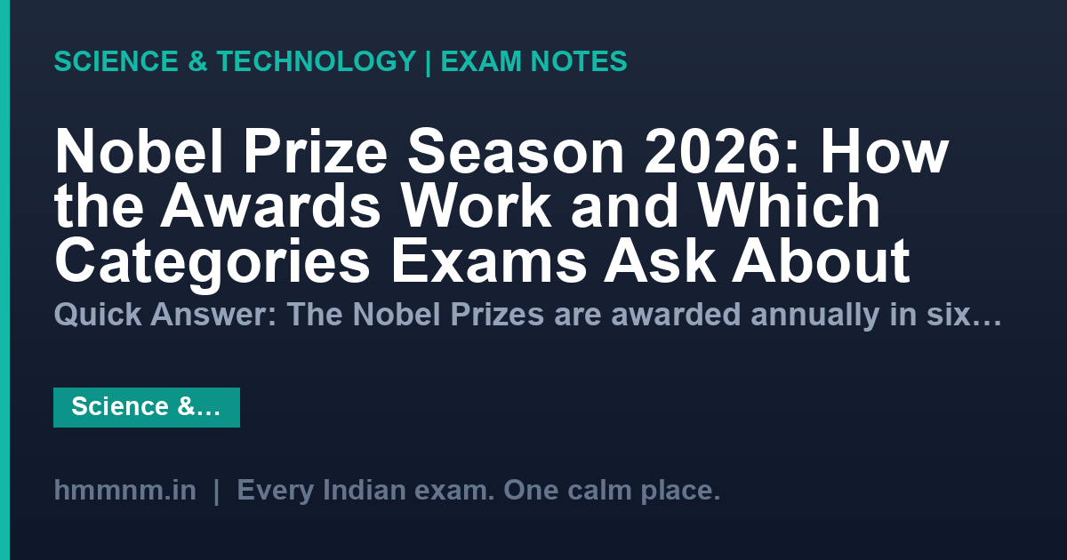 Nobel Prize Season 2026: How the Awards Work and Which Categories Exams Ask About