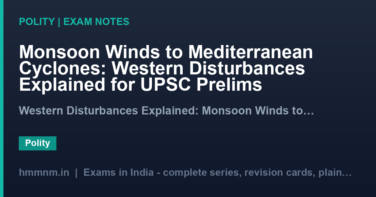 Monsoon Winds to Mediterranean Cyclones: Western Disturbances Explained for UPSC Prelims