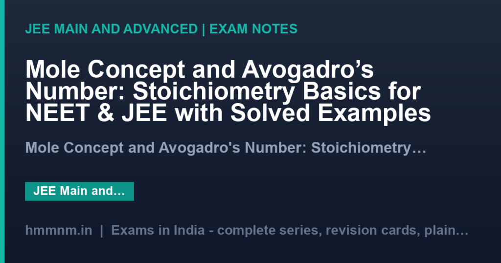 Mole Concept and Avogadro’s Number: Stoichiometry Basics for NEET & JEE with Solved Examples