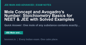 Mole Concept and Avogadro's Number: Stoichiometry Basics for NEET & JEE with Solved Examples