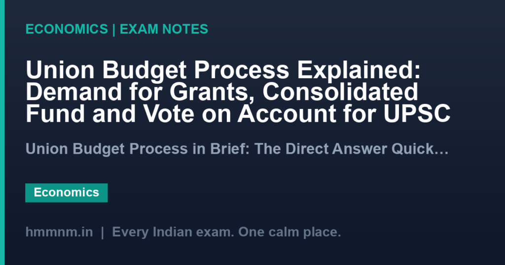 Union Budget Process Explained: Demand for Grants, Consolidated Fund and Vote on Account for UPSC