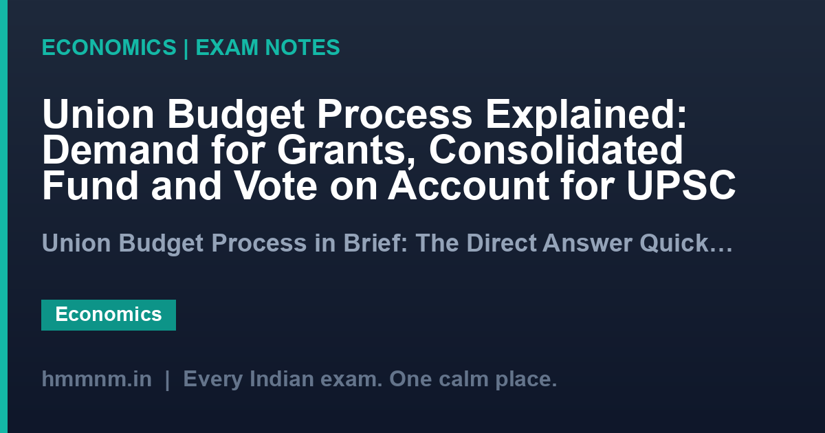 Union Budget Process Explained: Demand for Grants, Consolidated Fund and Vote on Account for UPSC