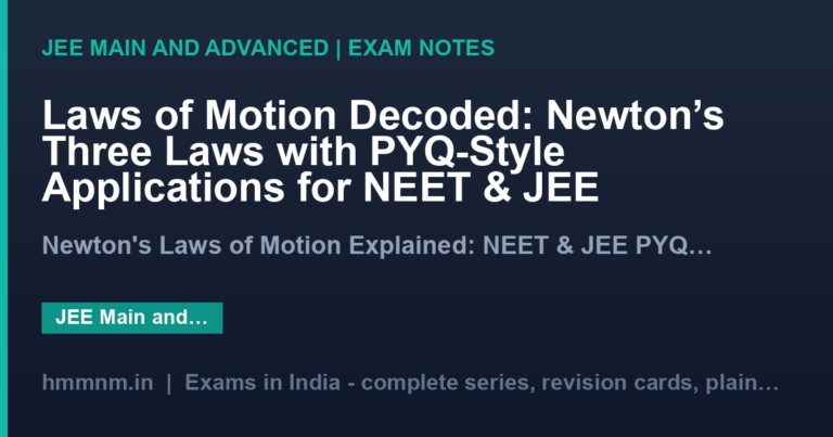 Laws of Motion Decoded: Newton’s Three Laws with PYQ-Style Applications for NEET & JEE