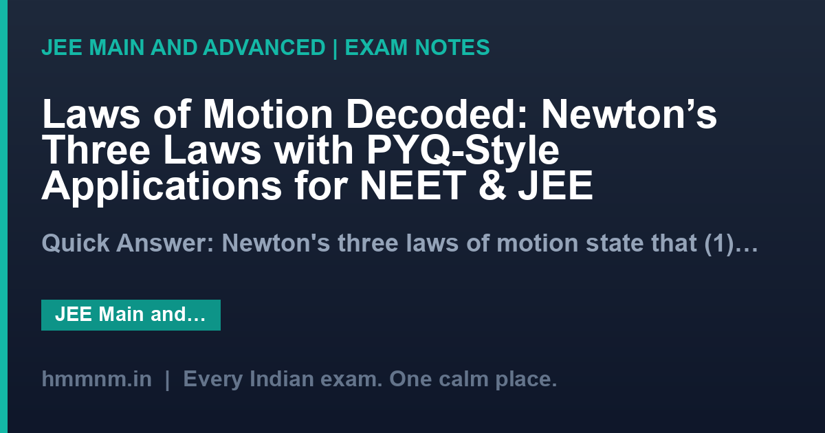 Laws of Motion Decoded: Newton's Three Laws with PYQ-Style Applications for NEET & JEE