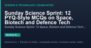 Sunday Science Sprint: 12 PYQ-Style MCQs on Space, Biotech and Defence Tech