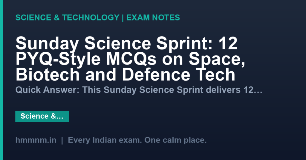 Sunday Science Sprint: 12 PYQ-Style MCQs on Space, Biotech and Defence Tech