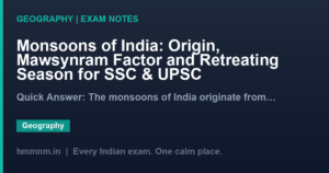 Monsoons of India: Origin, Mawsynram Factor and Retreating Season for SSC & UPSC