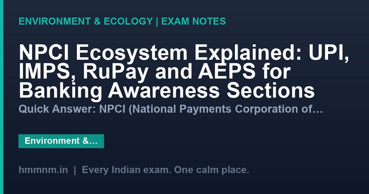 NPCI Ecosystem Explained: UPI, IMPS, RuPay and AEPS for Banking Awareness Sections