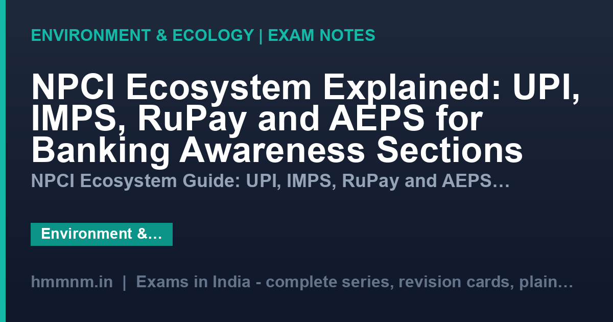 NPCI Ecosystem Explained: UPI, IMPS, RuPay and AEPS for Banking Awareness Sections
