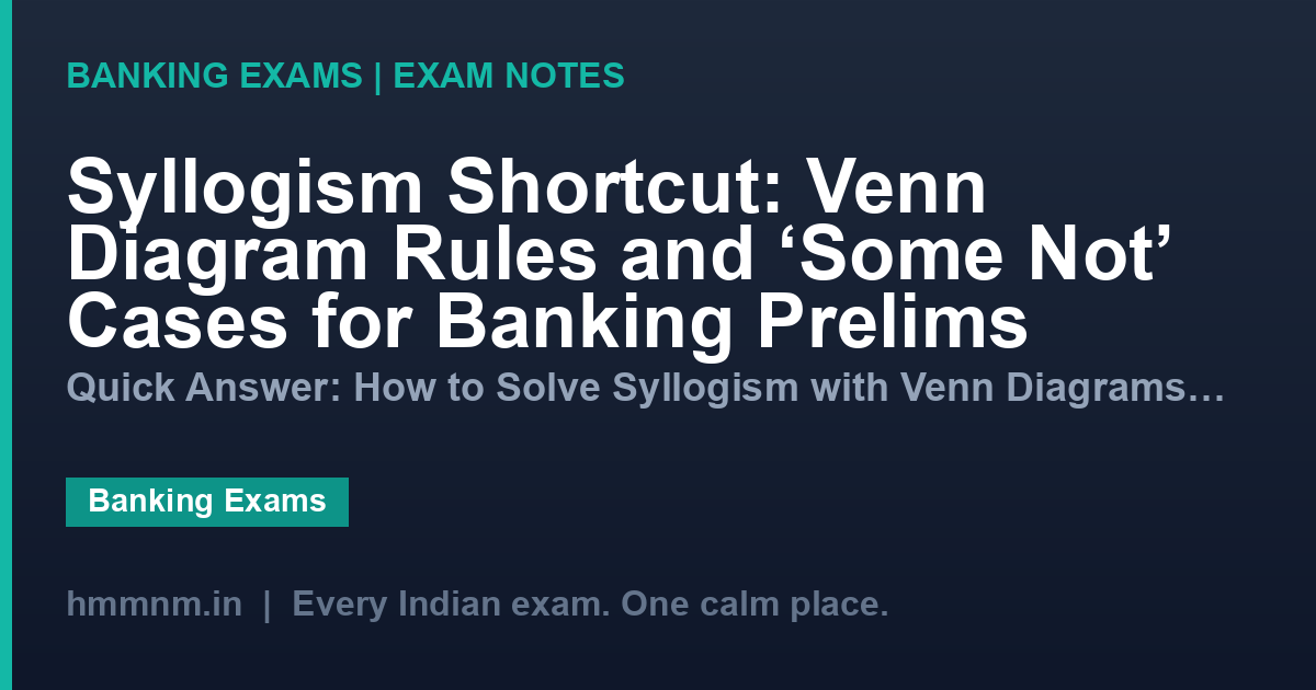 Syllogism Shortcut: Venn Diagram Rules and 'Some Not' Cases for Banking Prelims