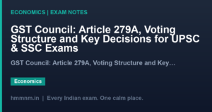 GST Council: Article 279A, Voting Structure and Key Decisions for UPSC & SSC Exams