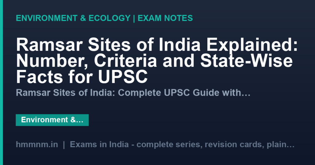 Ramsar Sites of India Explained: Number, Criteria and State-Wise Facts for UPSC