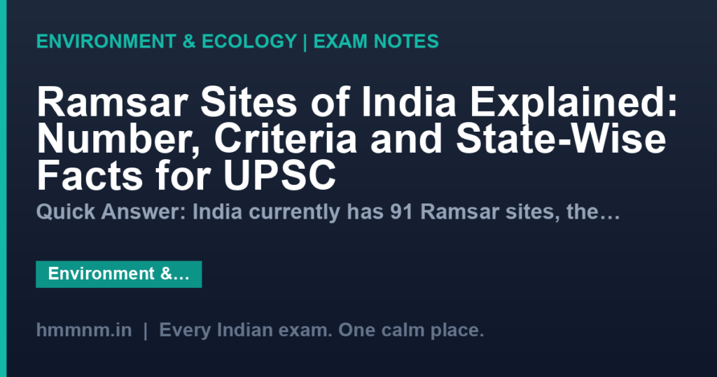 Ramsar Sites of India Explained: Number, Criteria and State-Wise Facts for UPSC