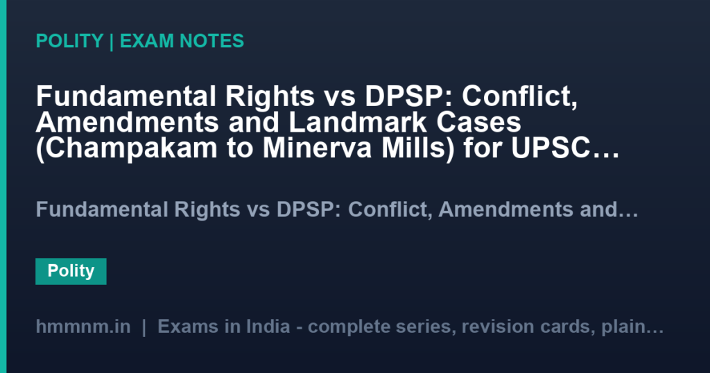 Fundamental Rights vs DPSP: Conflict, Amendments and Landmark Cases (Champakam to Minerva Mills) for UPSC Mains