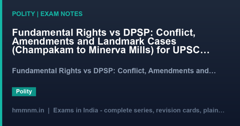 Fundamental Rights vs DPSP: Conflict, Amendments and Landmark Cases (Champakam to Minerva Mills) for UPSC Mains