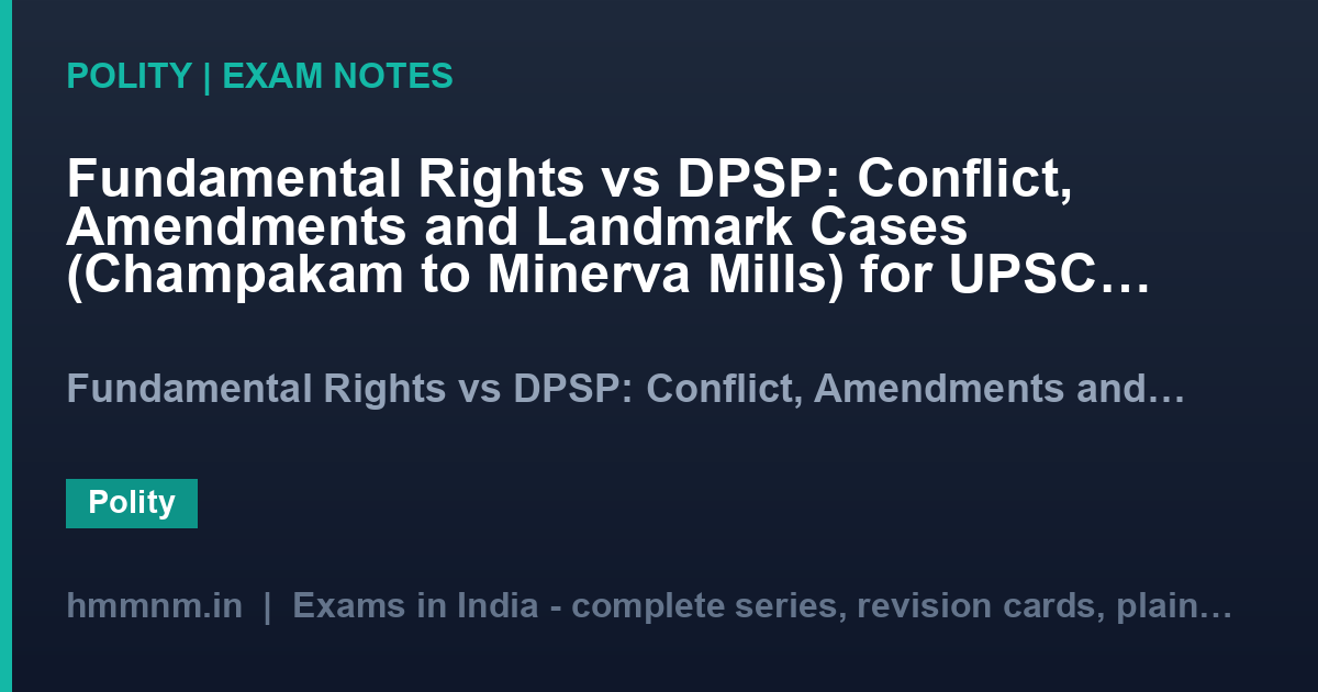 Fundamental Rights vs DPSP: Conflict, Amendments and Landmark Cases (Champakam to Minerva Mills) for UPSC Mains